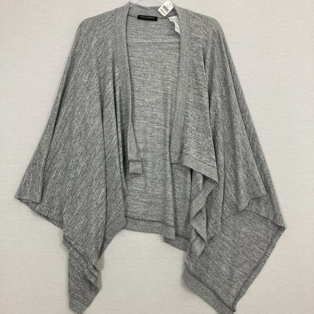 New Banana Republic Gray Open Front Knit Soft Stretch Comfy Poncho One Size